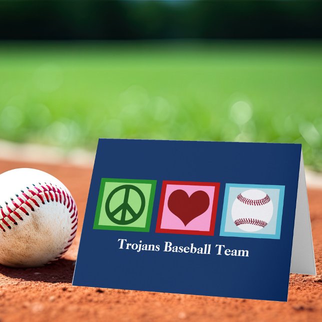 Cartes Pour Fêtes Annuelles Peace Love Baseball Custom Team Blue Christmas (Créateur téléchargé)