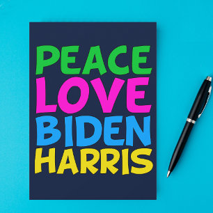 Cartes Pour Fêtes Annuelles Peace Love Biden Harris