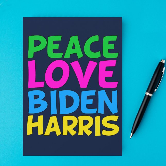Cartes Pour Fêtes Annuelles Peace Love Biden Harris (Créateur téléchargé)