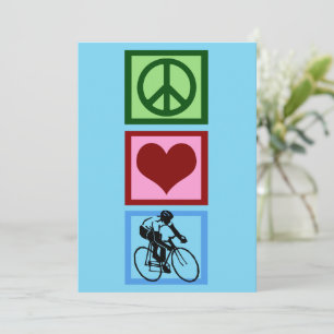 Cartes Pour Fêtes Annuelles Peace Love Cyclist Cute Blue Cyclist