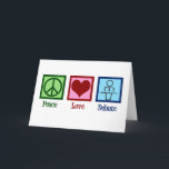 Cartes Pour Fêtes Annuelles Peace Love Debate Team<br><div class="desc">Un cadeau de Noël à l'équipe de débat cool pour tous vos amis de discours et de débat. Peace Love Debate pour ceux qui passent leur temps à débattre de sujets politiques et d'événements actuels.</div>