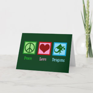 Cartes Pour Fêtes Annuelles Peace Love Dragons Imaginaire Christmas Green