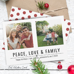 Cartes Pour Fêtes Annuelles Peace Love et Family 2 Photos