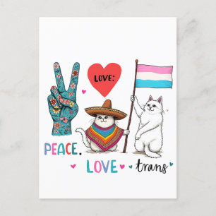 Cartes Pour Fêtes Annuelles Peace Love et Trans LGBTQ Transgenre