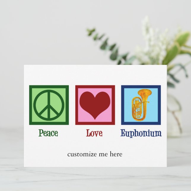 Cartes Pour Fêtes Annuelles Peace Love Euphonium Cute Custom Christmas (Debout devant)