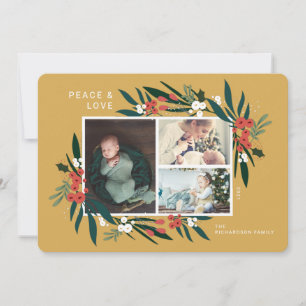 Cartes Pour Fêtes Annuelles Peace & Love Festive Cranberry & Foliage Photo