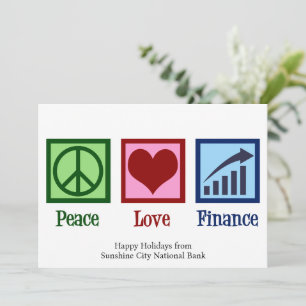 Cartes Pour Fêtes Annuelles Peace Love Finance personnalisable Banque Noël
