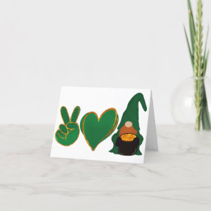 Cartes Pour Fêtes Annuelles Peace Love Gnome Sublimation de la Saint Patrick