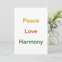 Peace Love Harmony or rouge vert