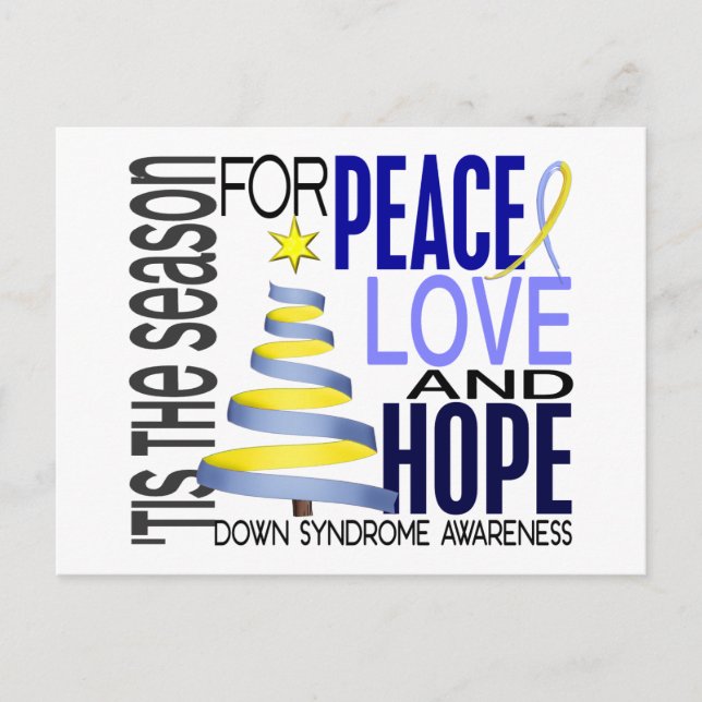 Cartes Pour Fêtes Annuelles Peace Love Hope Christmas Holiday Down Syndrome (Devant)