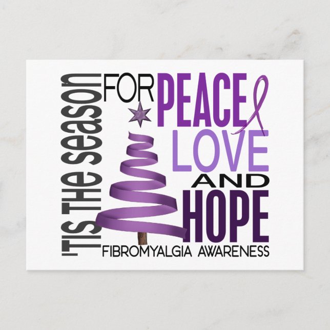 Cartes Pour Fêtes Annuelles Peace Love Hope Christmas Holiday Fibromyalgia (Devant)