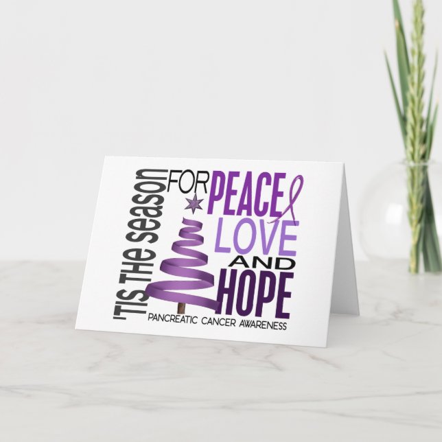 Cartes Pour Fêtes Annuelles Peace Love Hope Christmas Pancreatic Cancer (Devant)