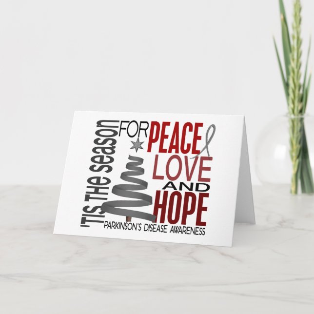 Cartes Pour Fêtes Annuelles Peace Love Hope Christmas Parkinson maladie (Devant)