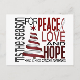 Cartes Pour Fêtes Annuelles Peace Love Hope Noël Tête Et Cou Cancer