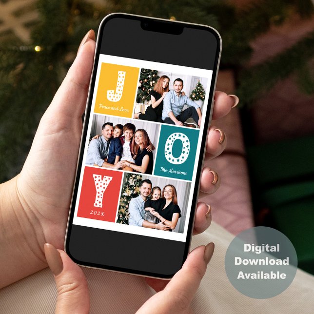 Cartes Pour Fêtes Annuelles Peace Love JOIE Typographie Modern 3 Photo (Créateur téléchargé)