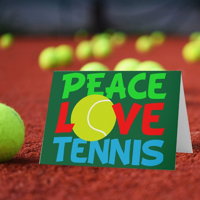 Cartes Pour Fêtes Annuelles Peace Love Joueur de tennis mignonne Festive Green (Créateur téléchargé)