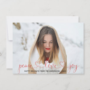 Cartes Pour Fêtes Annuelles Peace Love Jove Christmas Red Snowflakes   PHOTO