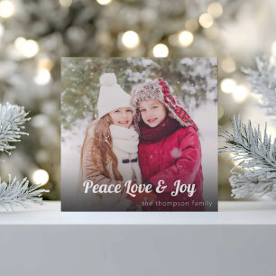 Cartes Pour Fêtes Annuelles Peace Love Jove Family Photo Christmas Holiday Car