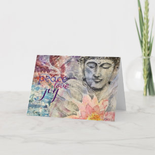Cartes Pour Fêtes Annuelles Peace Love Joy Buddha Art Greeting Card