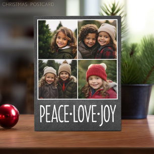 Cartes Pour Fêtes Annuelles Peace Love Joy Chalkboard 4 Photo Collage