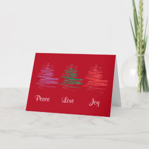 Cartes Pour Fêtes Annuelles Peace Love Joy, Holiday - Rouge moderne