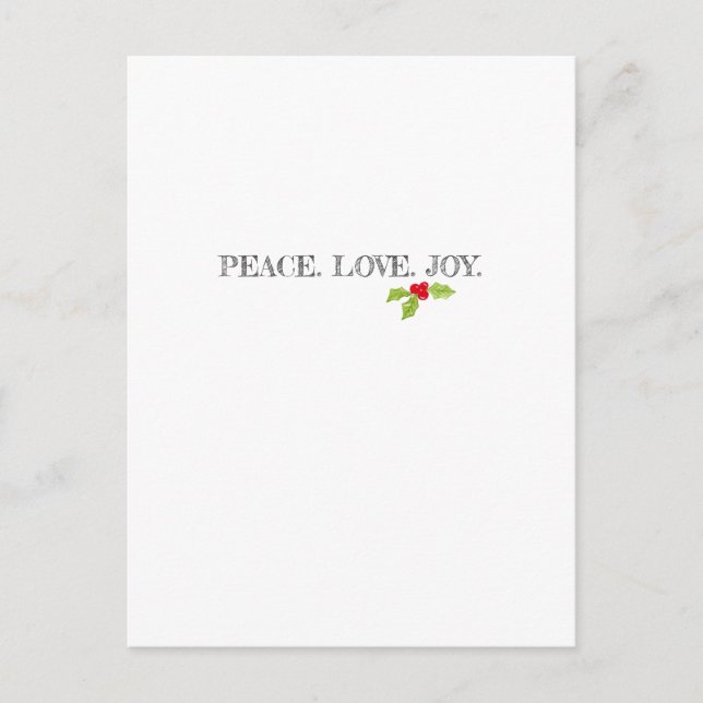 Cartes Pour Fêtes Annuelles Peace Love Joy Holly Joyeux Noël Holiday (Devant)