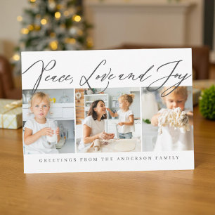 Cartes Pour Fêtes Annuelles Peace Love & Joy Joyeux Noël Modern Chic Photo