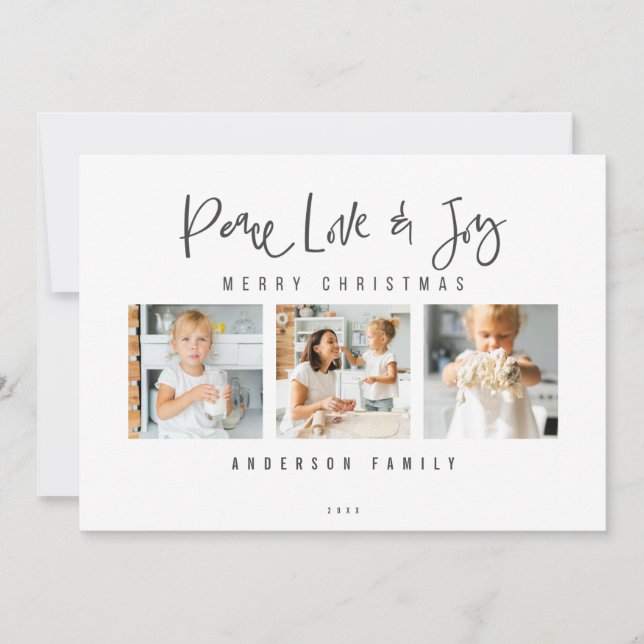 Cartes Pour Fêtes Annuelles Peace Love & Joy Joyeux Noël Photo (Devant)