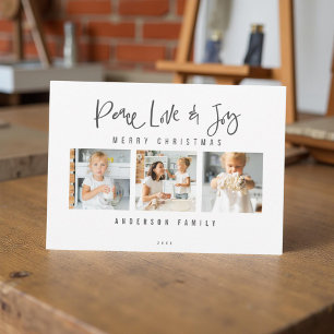 Cartes Pour Fêtes Annuelles Peace Love & Joy Joyeux Noël Photo