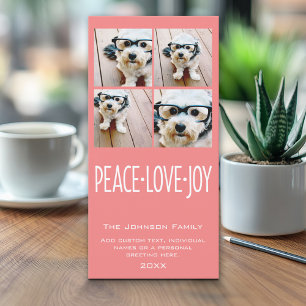 Cartes Pour Fêtes Annuelles Peace Love Joy - photo collage Coral