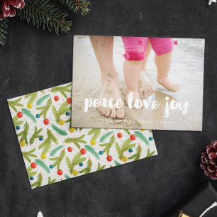 Cartes Pour Fêtes Annuelles Peace Love Joy Photo Famille moderne