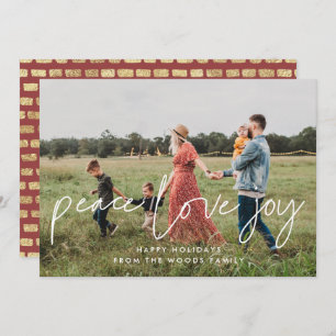 Cartes Pour Fêtes Annuelles Peace Love Joy Photo Inspirationnelle minimaliste
