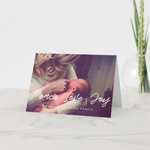 Cartes Pour Fêtes Annuelles Peace Love Joy Photo Inspirationnelle moderne