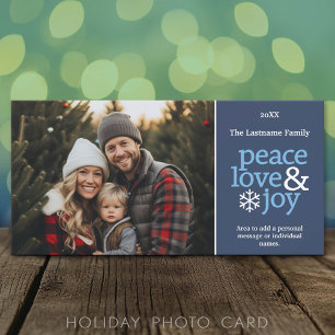 Cartes Pour Fêtes Annuelles Peace Love Joy - Photo Marine Blue