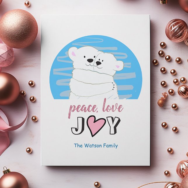 Cartes Pour Fêtes Annuelles Peace Love Joy Polar Bears Noël (Créateur téléchargé)