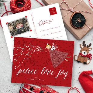 Cartes Pour Fêtes Annuelles Peace Love Joy Snowflakes Fée de Noël magique