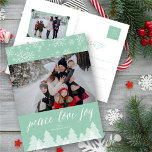 Cartes Pour Fêtes Annuelles Peace Love Joy Snowflakes Winter Wonderland Trees<br><div class="desc">Conçu par fat*fa*tin. Facile à customiser avec votre propre texte,  photo ou image. Pour des demandes personnalisées,  veuillez contacter fat*fa*tin directement. Des frais personnalisés s'appliquent. www.zazzle.com/fat_fa_tin www.zazzle.com/color_therapy www.zazzle.com/fatfatin_blue_knot www.zazzle.com/fatfatin_red_knot www.zazzle.com/fatfatin_mini_me www.zazzle.com/fatfatin_box www.zazzle.com/fatfatin_design www.zazzle.com/fatfatin_ink</div>