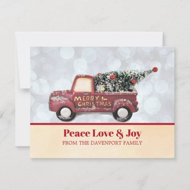 Cartes Pour Fêtes Annuelles Peace Love & Joy Toy Camion Joyeux Noël (Devant)