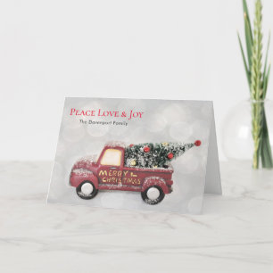 Cartes Pour Fêtes Annuelles Peace Love & Joy Toy Camion Joyeux Noël