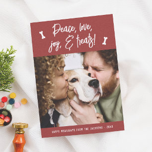 Cartes Pour Fêtes Annuelles Peace Love Joy Traite Chien Christmas Holiday Phot