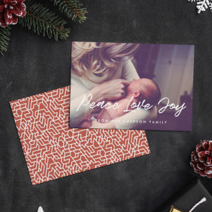 Cartes Pour Fêtes Annuelles Peace Love Joy Typographie moderne Photo