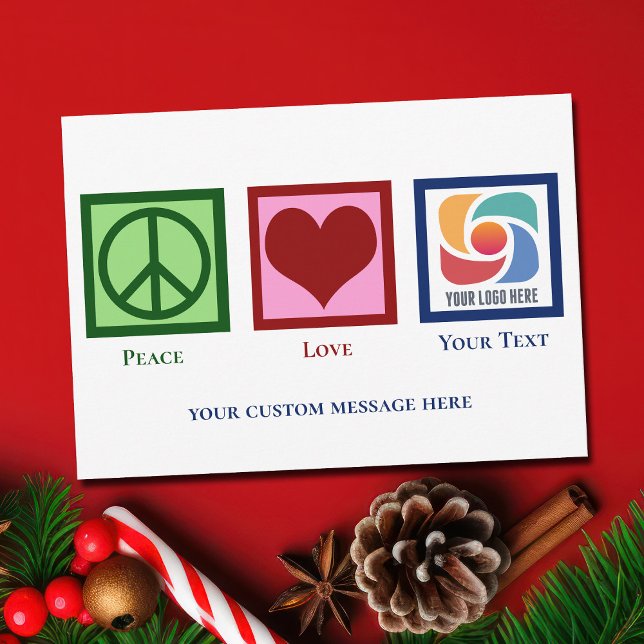 Cartes Pour Fêtes Annuelles Peace Love Logo d'entreprise Noël personnalisé (Créateur téléchargé)