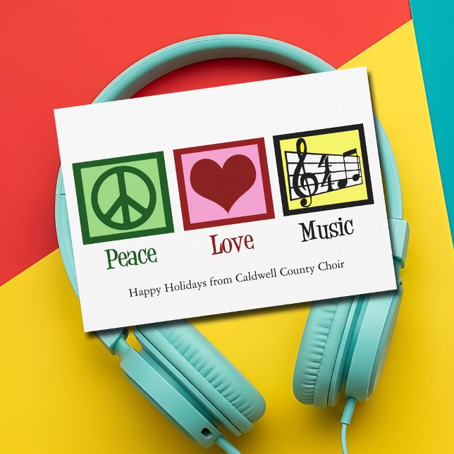 Cartes Pour Fêtes Annuelles Peace Love Musique Custom Band ou Choir Noël (Créateur téléchargé)