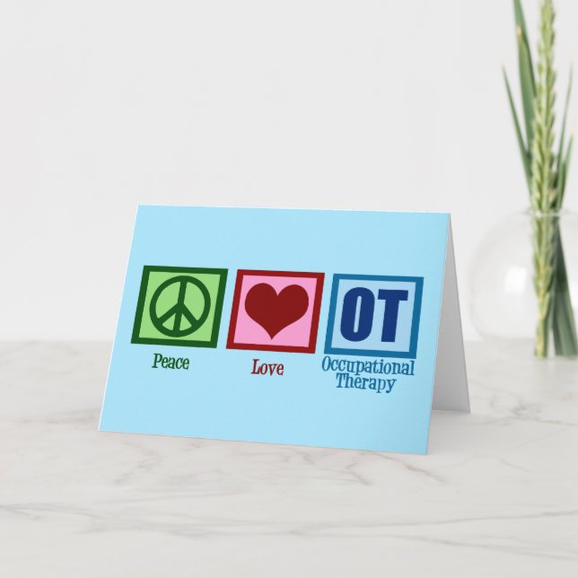 Cartes Pour Fêtes Annuelles Peace Love OT ergothérapie (Devant)