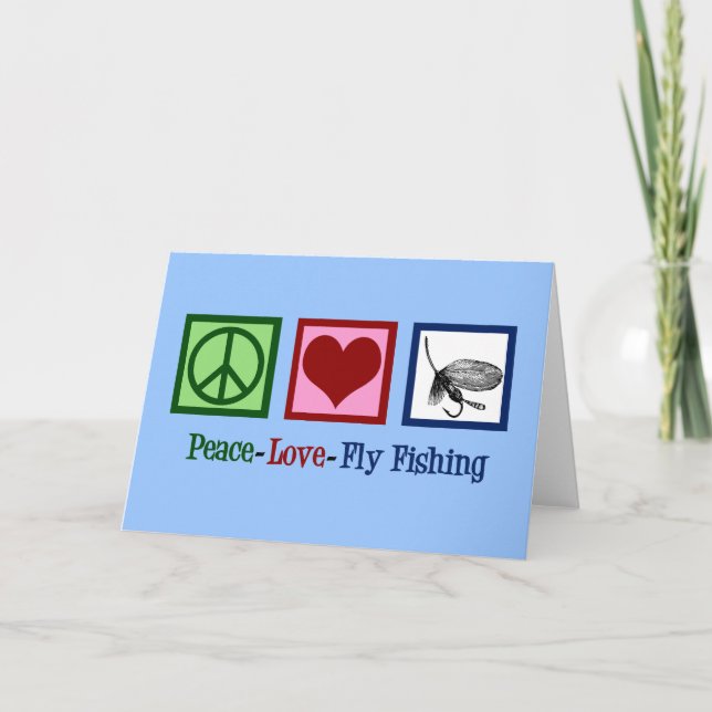 Cartes Pour Fêtes Annuelles Peace Love Pêcher Pêcheur de Noël (Devant)