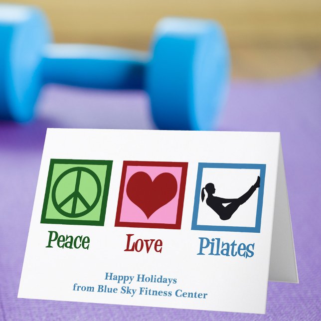 Cartes Pour Fêtes Annuelles Peace Love Pilates Cute Custom Studio (Créateur téléchargé)
