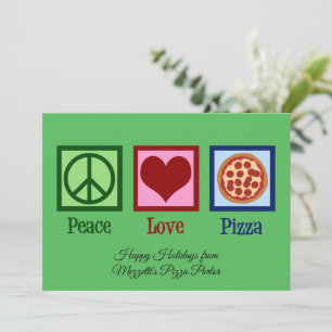 Cartes Pour Fêtes Annuelles Peace Love Pizza Parlor Fête personnalisée