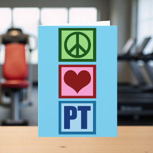 Cartes Pour Fêtes Annuelles Peace Love PT Thérapie physique