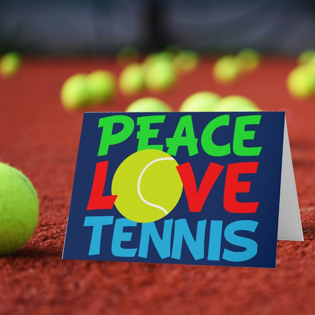Cartes Pour Fêtes Annuelles Peace Love Tennis Cute Blue Christmas (Créateur téléchargé)