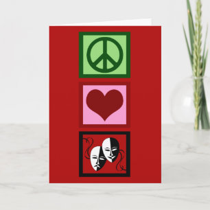 Cartes Pour Fêtes Annuelles Peace Love Theater Noël rouge